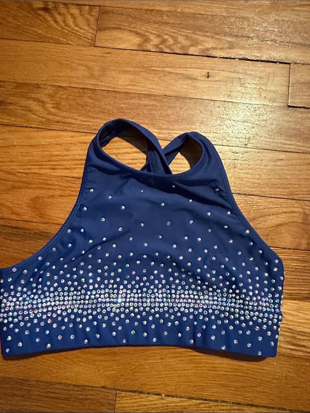 Rebel Athletic Navy Blue Rhinestone Sports Bra